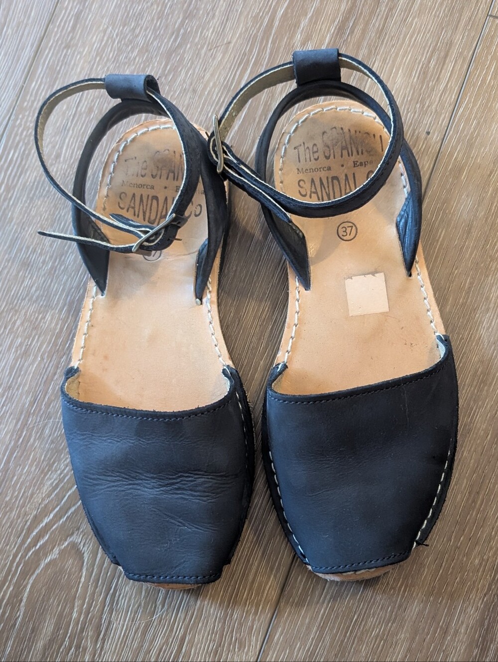 Spanish Sandal Co Blue Leather Ankle-Strap Sandals Size 37